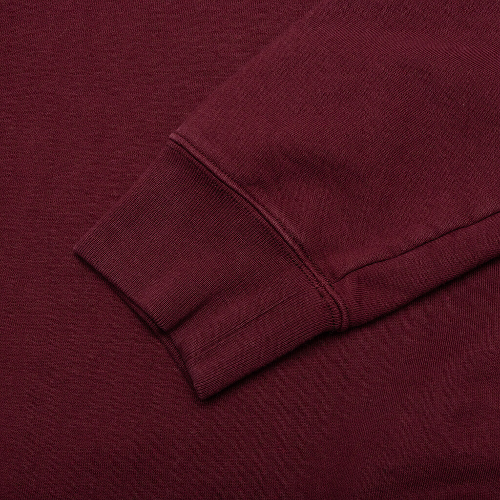 Logo-Embroidered Long-Sleeved Hoodie - Burgundy