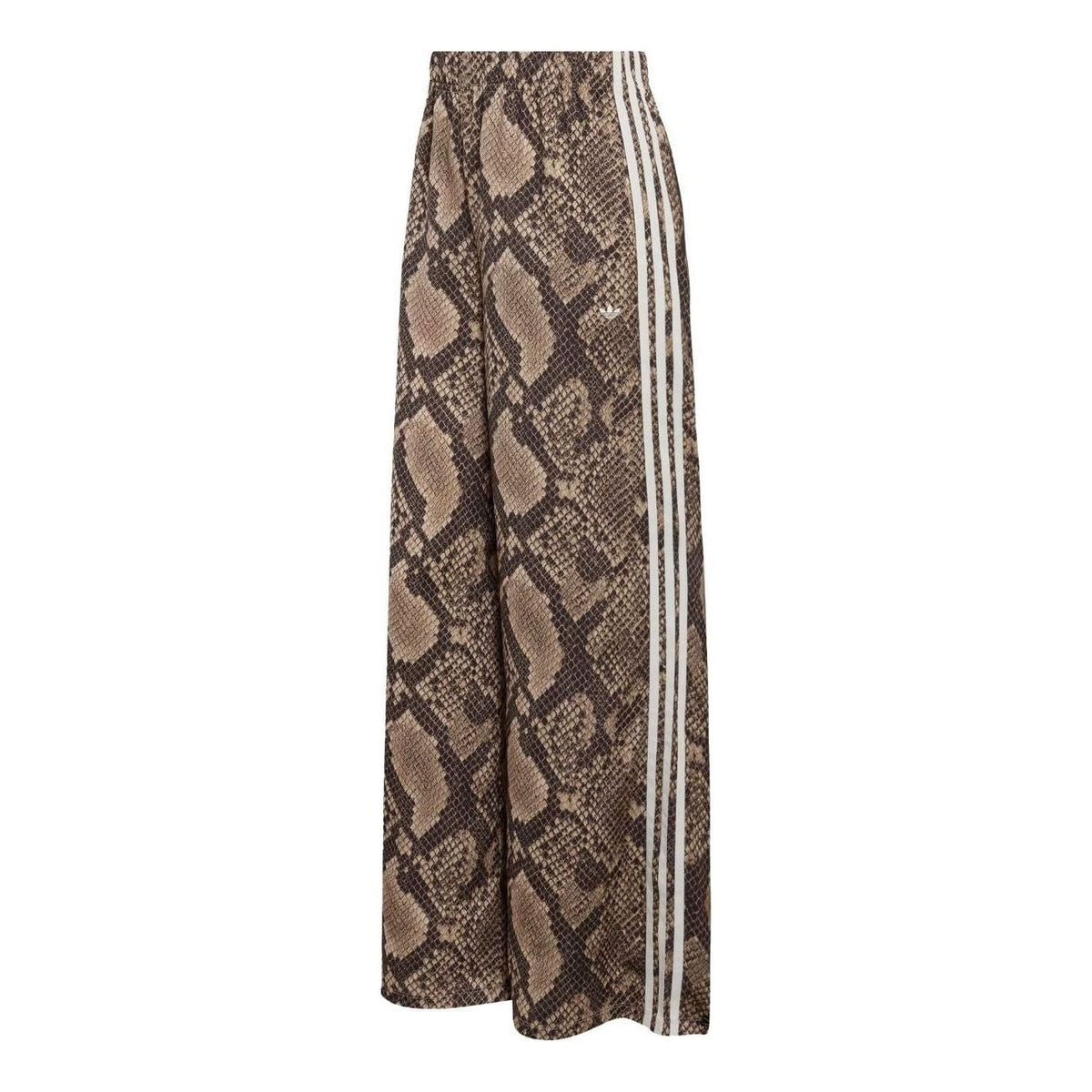 (WMNS) adidas Satin Snake Print Wide Leg Track Pant Asia Sizing 'Linen Magic Beige' KX1886