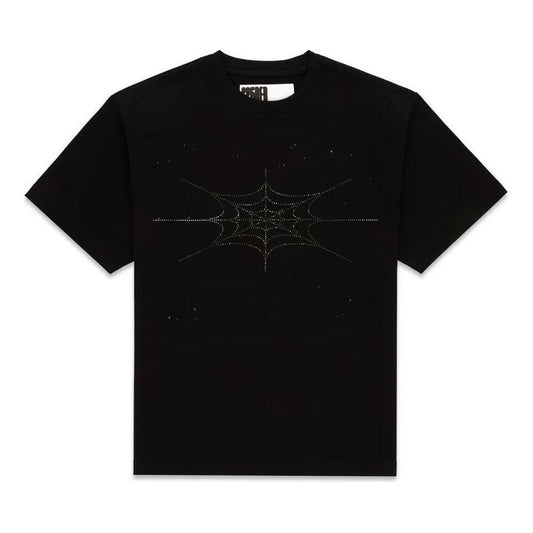 SP5DER Rhinestone Silk T-Shirt 'Black' TE040FW25BLK
