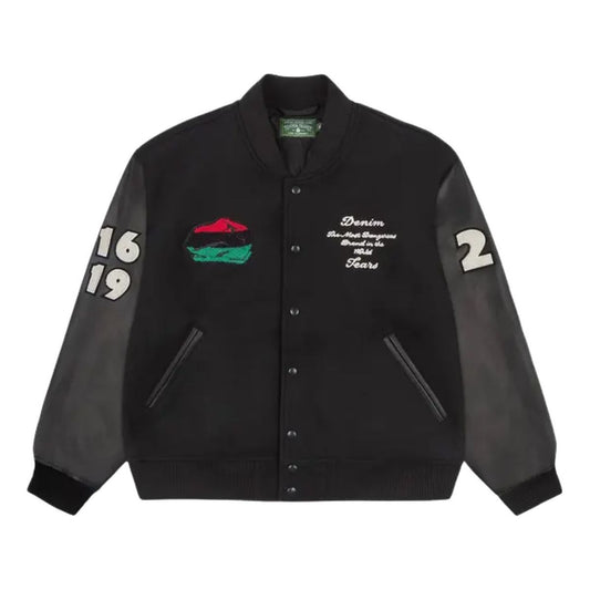 Denim Tears Peace Wreath Varsity Jacket 'Black' SS25OCB0041265