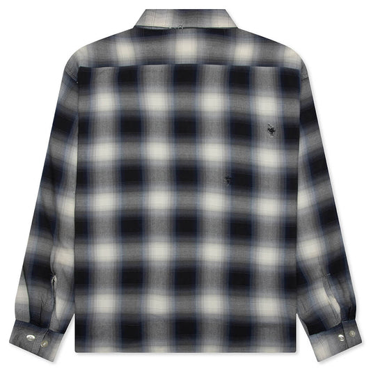 Saint Michael x Last Man Mx6 Checkered L/S Buttonup Shirt - Navy