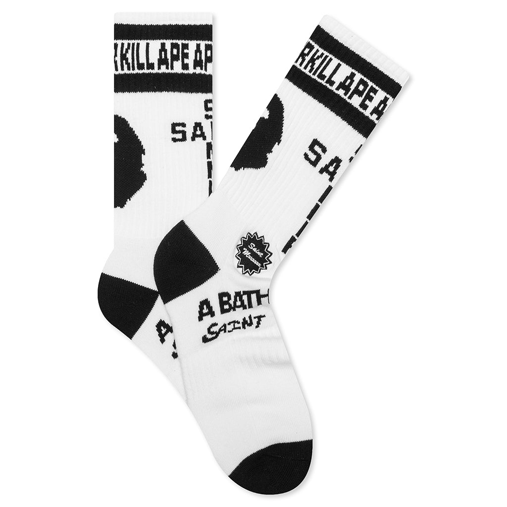 Saint Michael x A Bathing Ape Socks - White