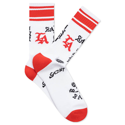 Saint Michael x Born x Raised Saint Sinner Socks - White/Red