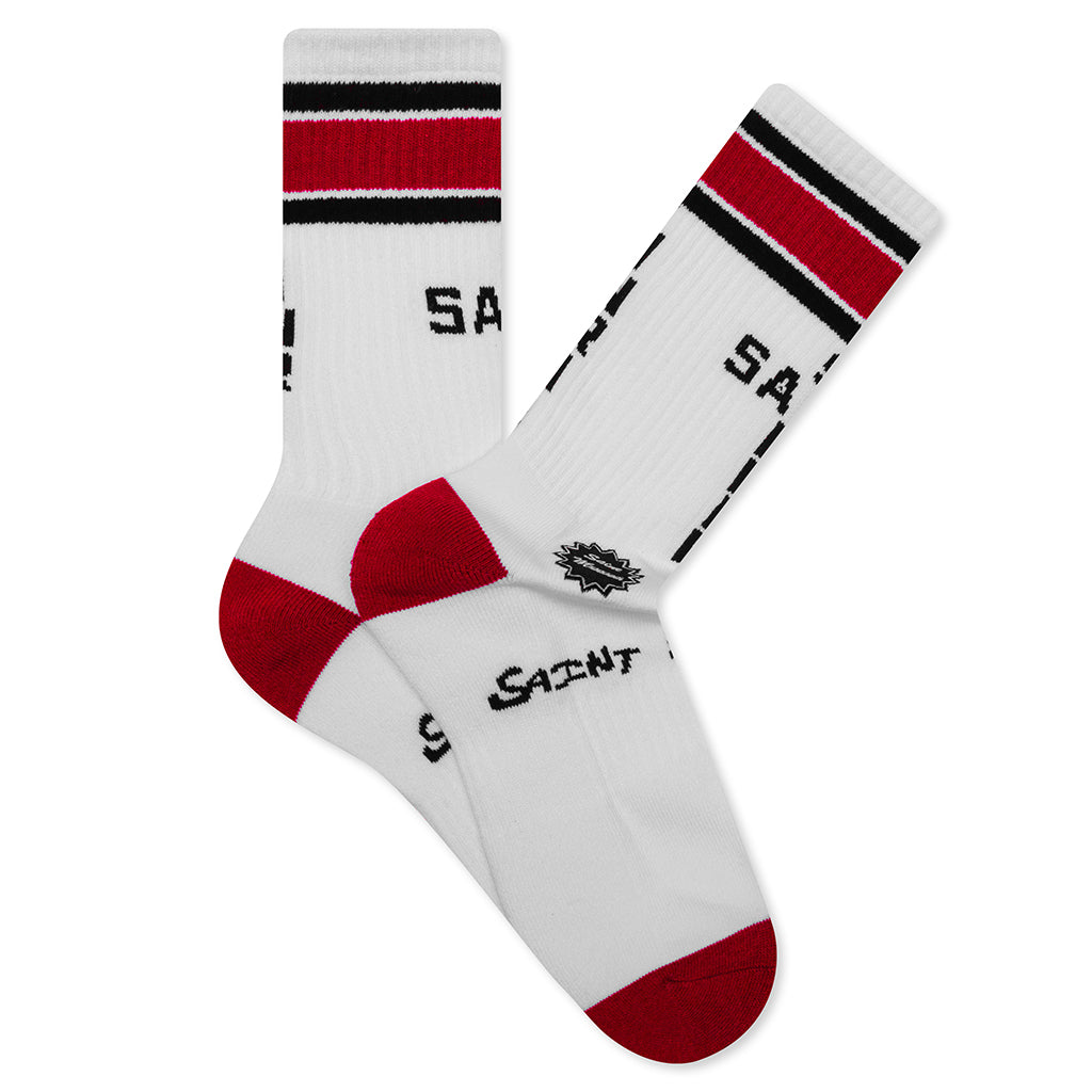 Saint Sinner Socks - White/Red