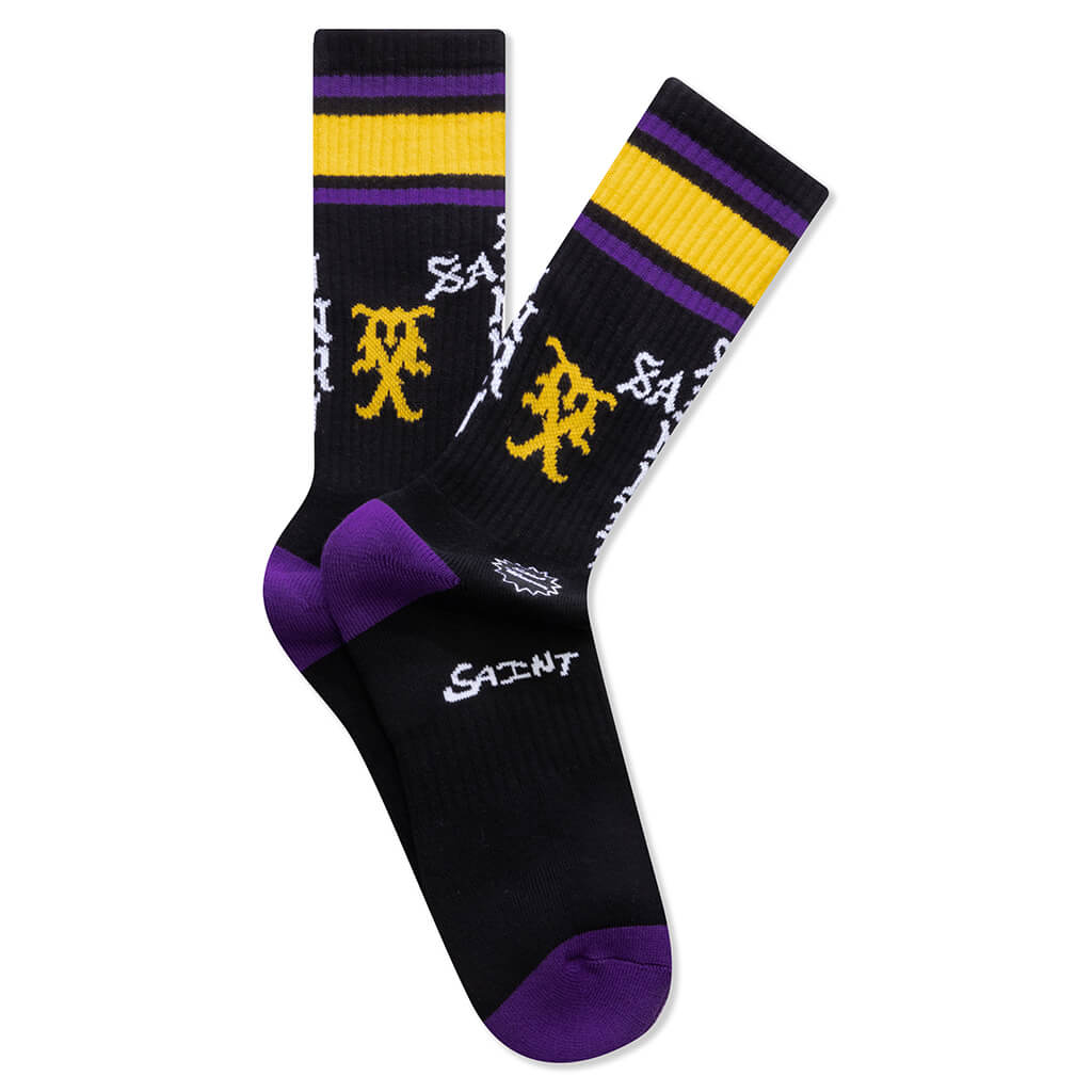 Saint Sinner Socks - Black/Purple