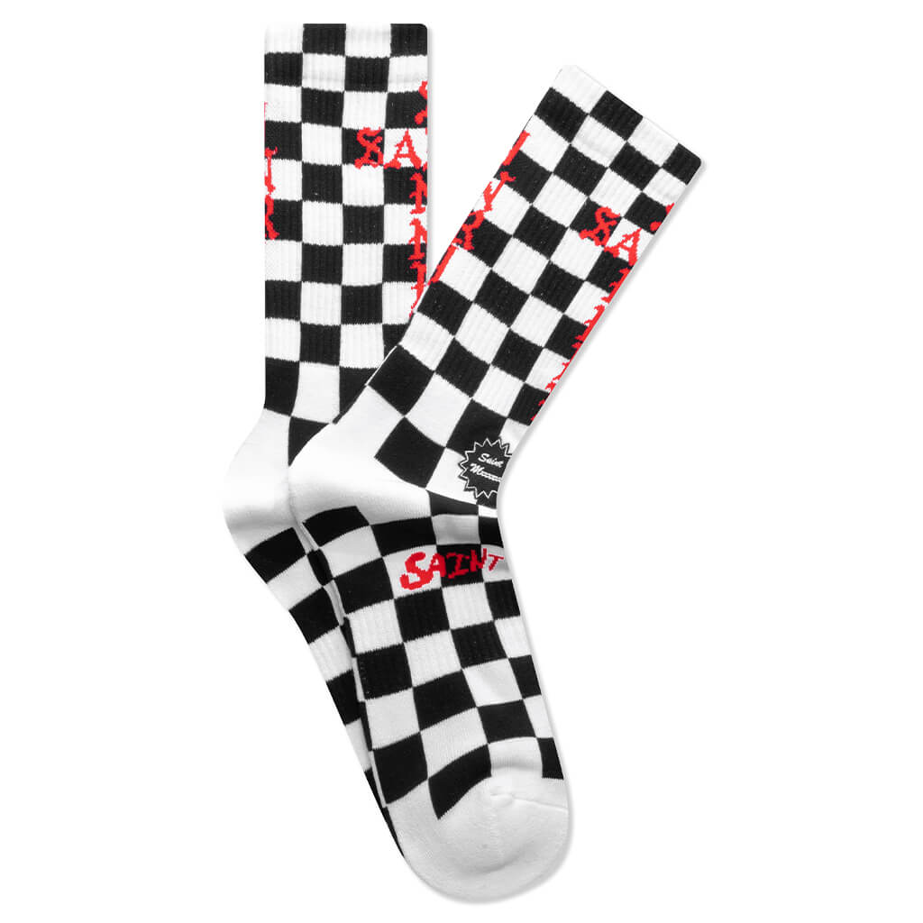 Saint Sinner Socks - Black/Red