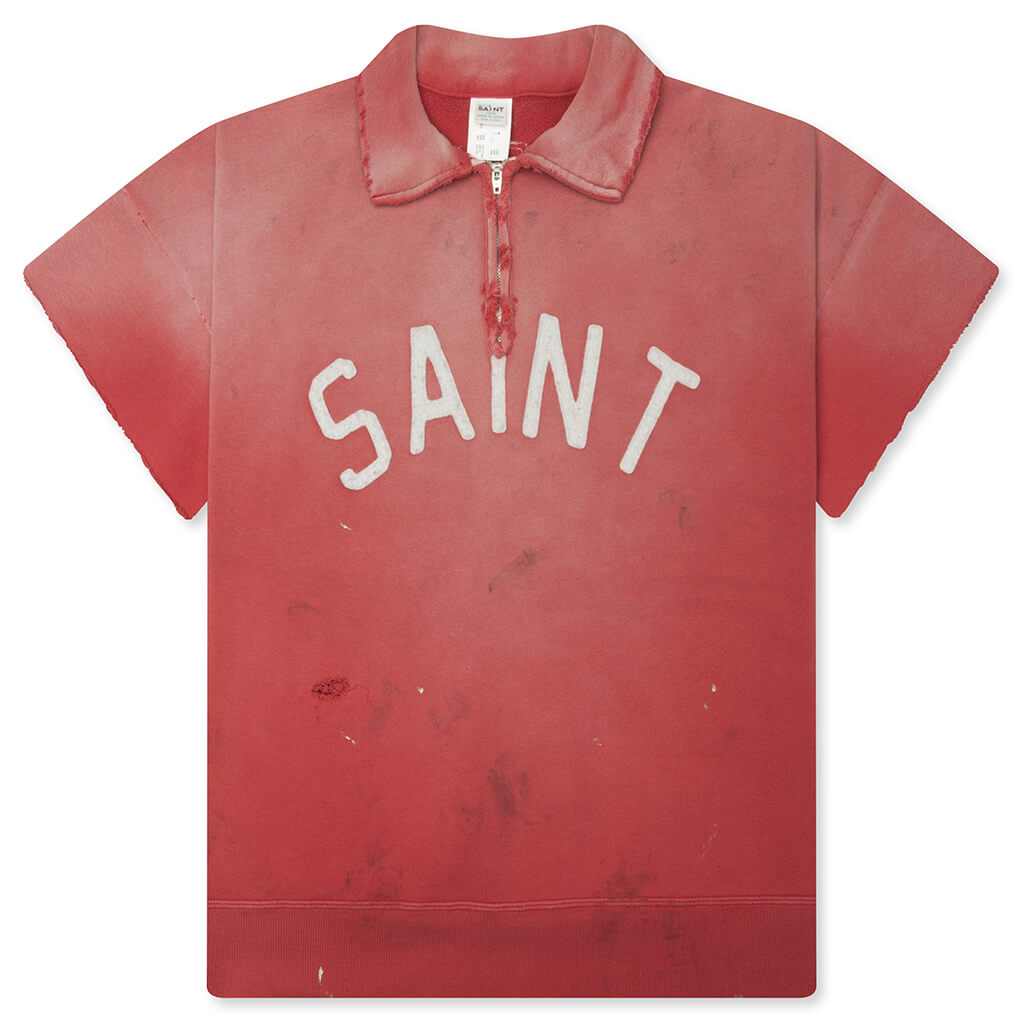 Saint S/S Half Zip Sweat Polo - Red
