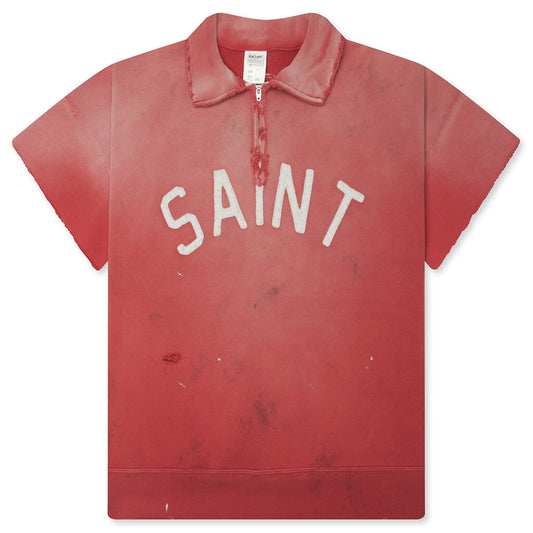 Saint S/S Half Zip Sweat Polo - Red