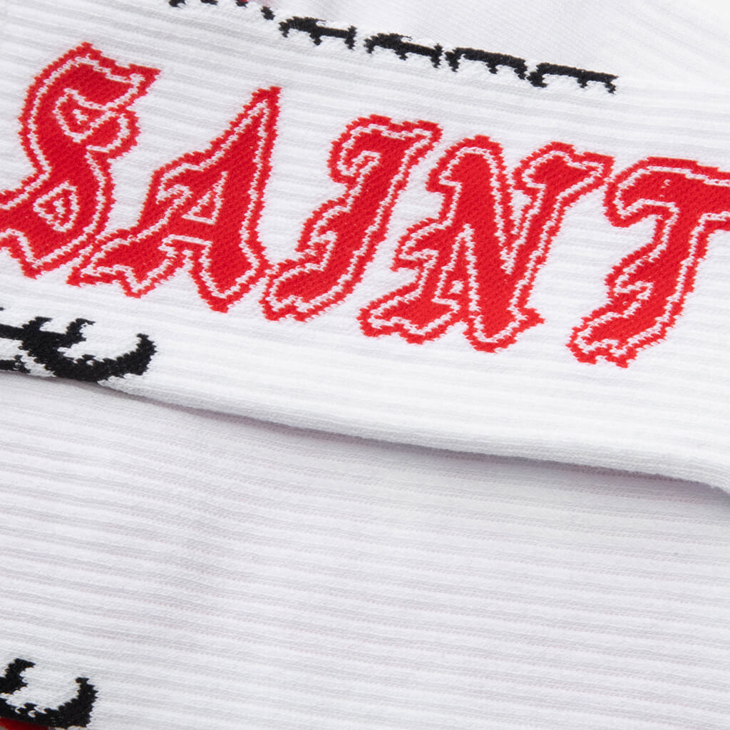 Saint Socks - White/Red