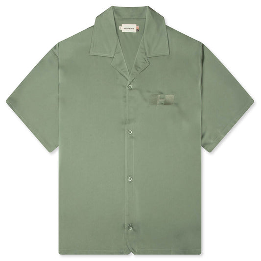 Satin Chest Logo Camp Collar - Sage