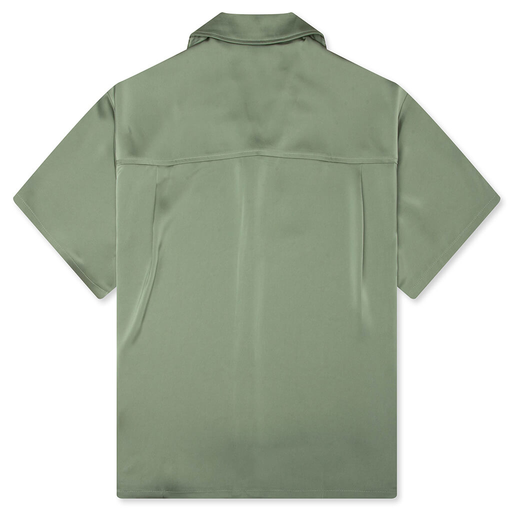 Satin Chest Logo Camp Collar - Sage