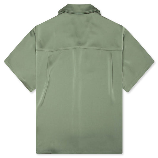 Satin Chest Logo Camp Collar - Sage