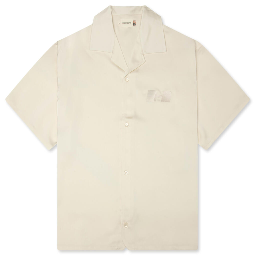 Satin Chest Logo Camp Collar - Sand