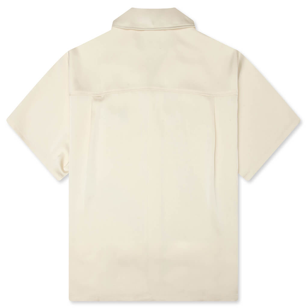 Satin Chest Logo Camp Collar - Sand