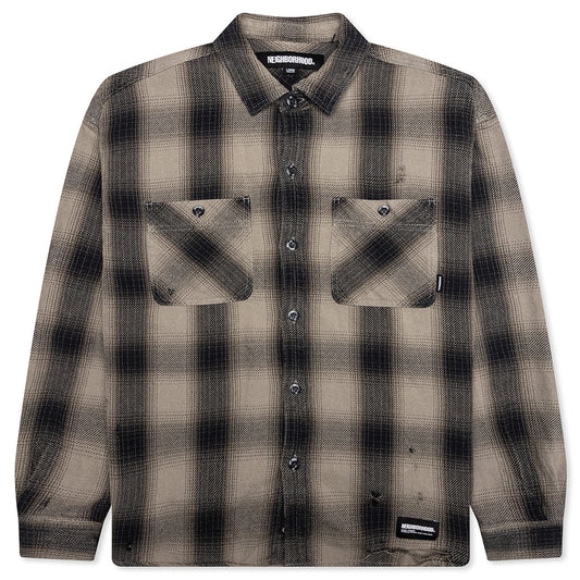 Savage Block Hombre Check Shirt LS - Greige