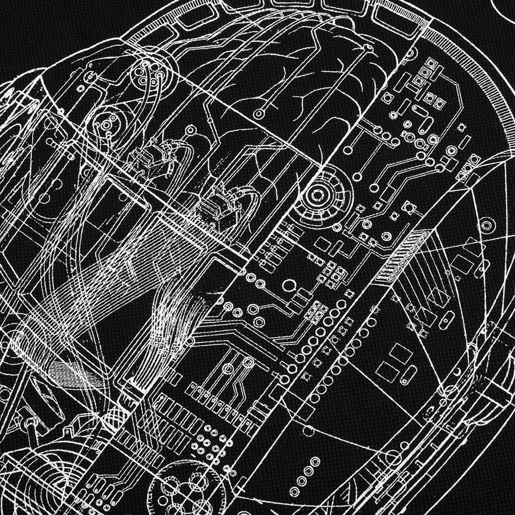 Schematic Long Sleeve Polo - Black