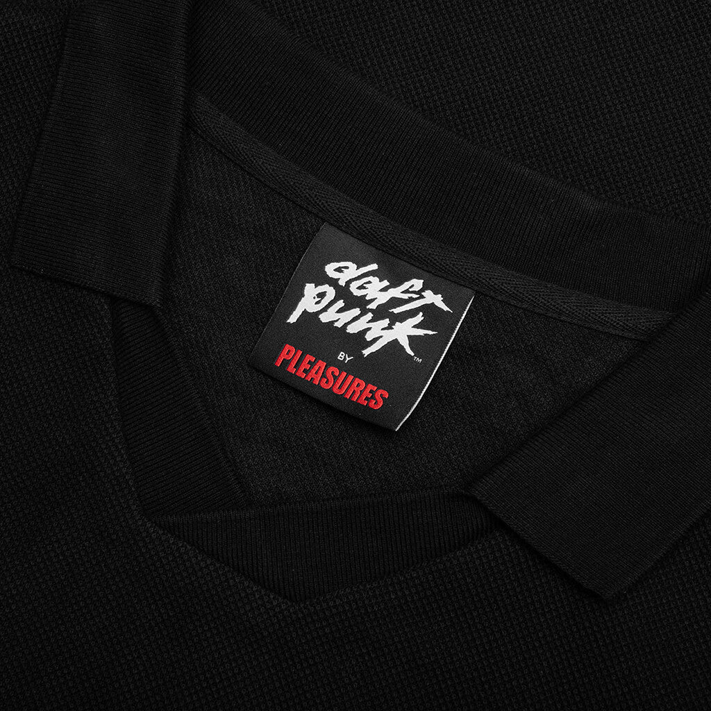 Schematic Long Sleeve Polo - Black