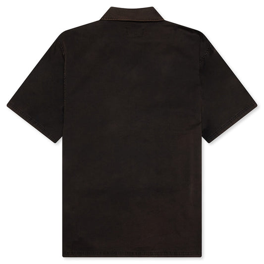 Script Camp Collar Shirt - Jet Black