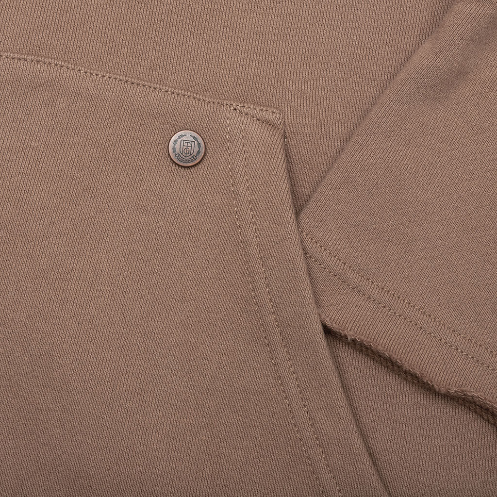 Script Embroidered Hoodie - Light Brown