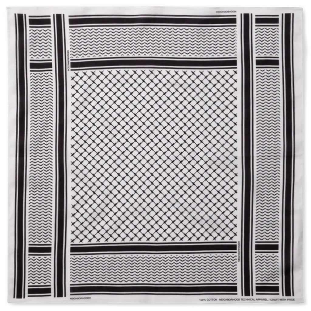 Shemagh Pattern Bandana - White/Black
