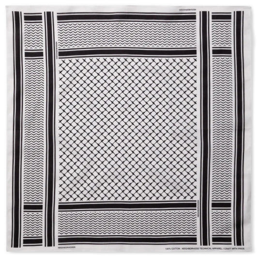 Shemagh Pattern Bandana - White/Black