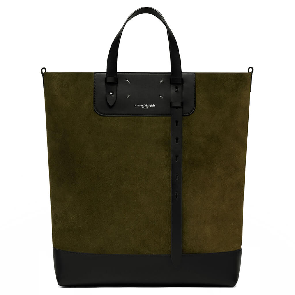 Vertical Shopping Bag - Khaki/Black