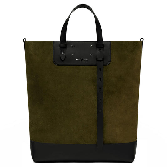 Vertical Shopping Bag - Khaki/Black