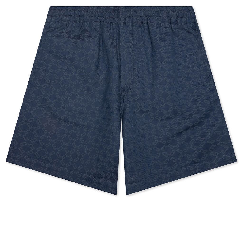 Shiny Monogram 72 Denim Bermuda Shorts - Grey/Blue