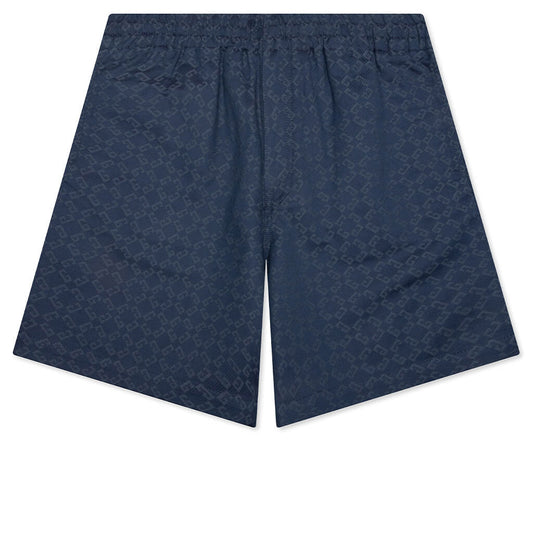 Shiny Monogram 72 Denim Bermuda Shorts - Grey/Blue