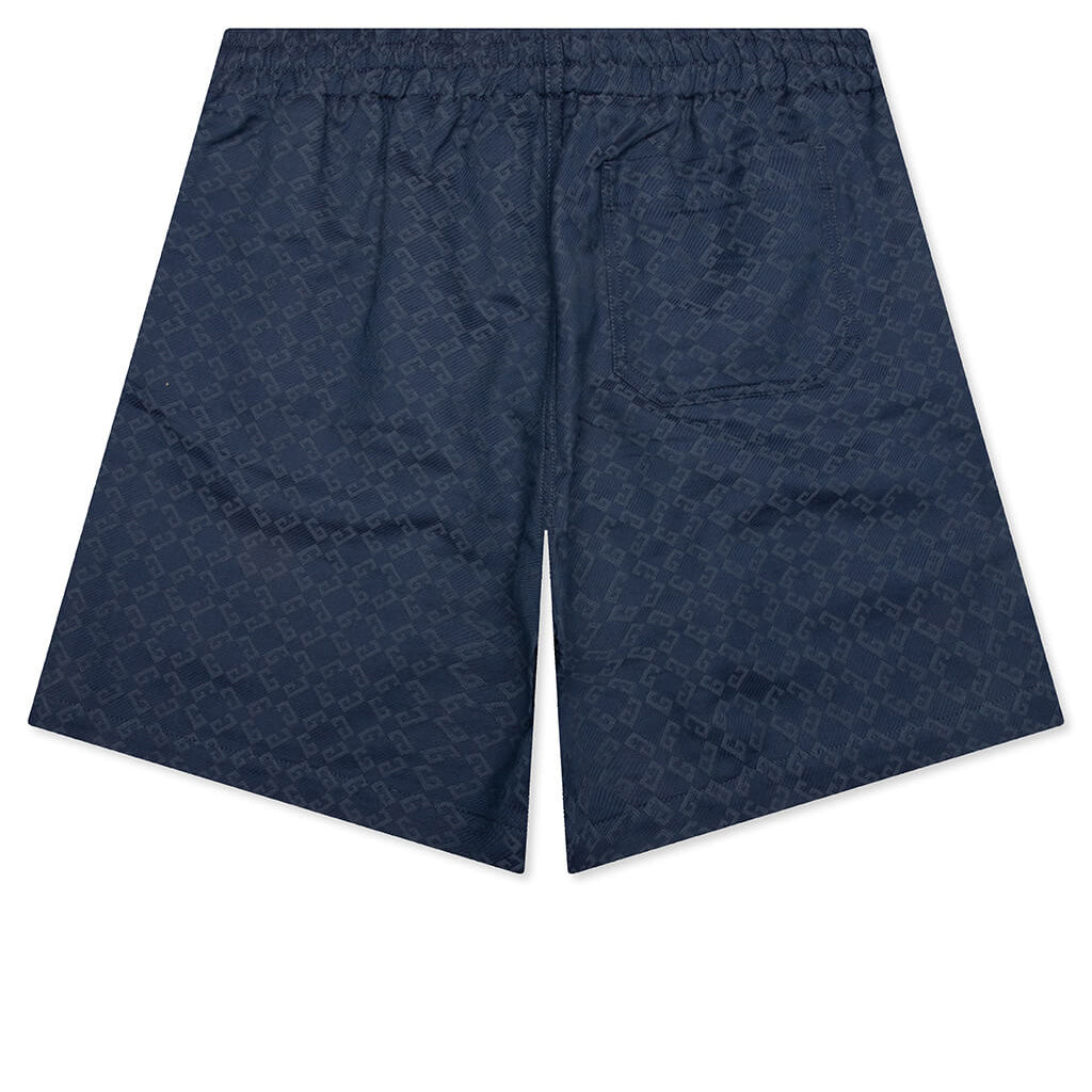 Shiny Monogram 72 Denim Bermuda Shorts - Grey/Blue