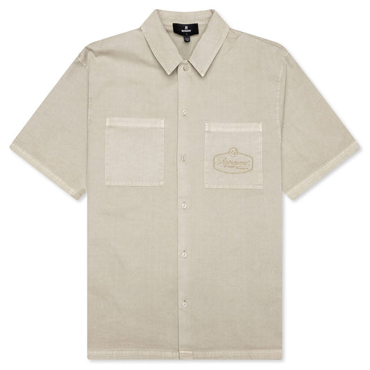 Short Sleeve Cotton Overshirt - Beige