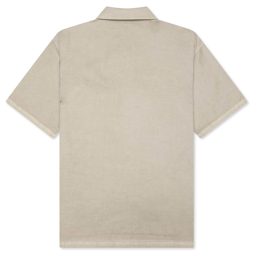 Short Sleeve Cotton Overshirt - Beige