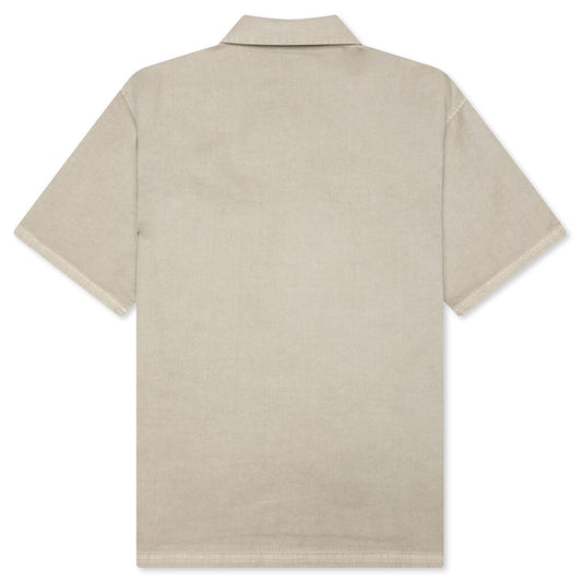 Short Sleeve Cotton Overshirt - Beige