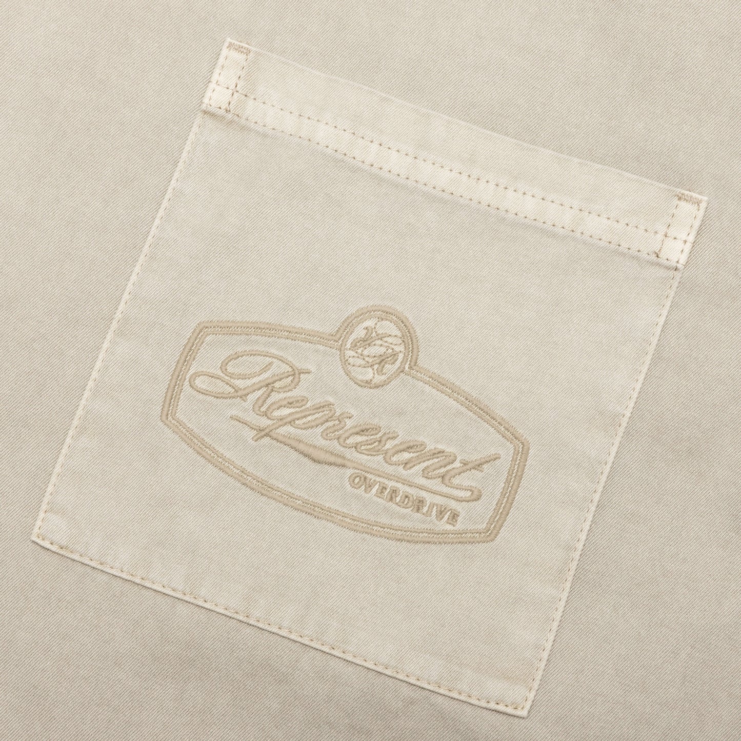 Short Sleeve Cotton Overshirt - Beige