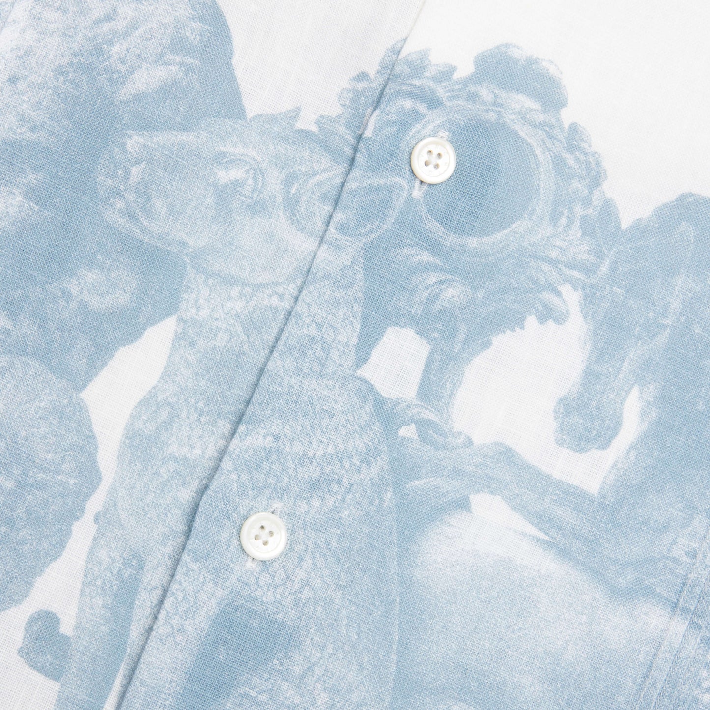 Linen Shirt with Hubert Objects Print- Blue/White