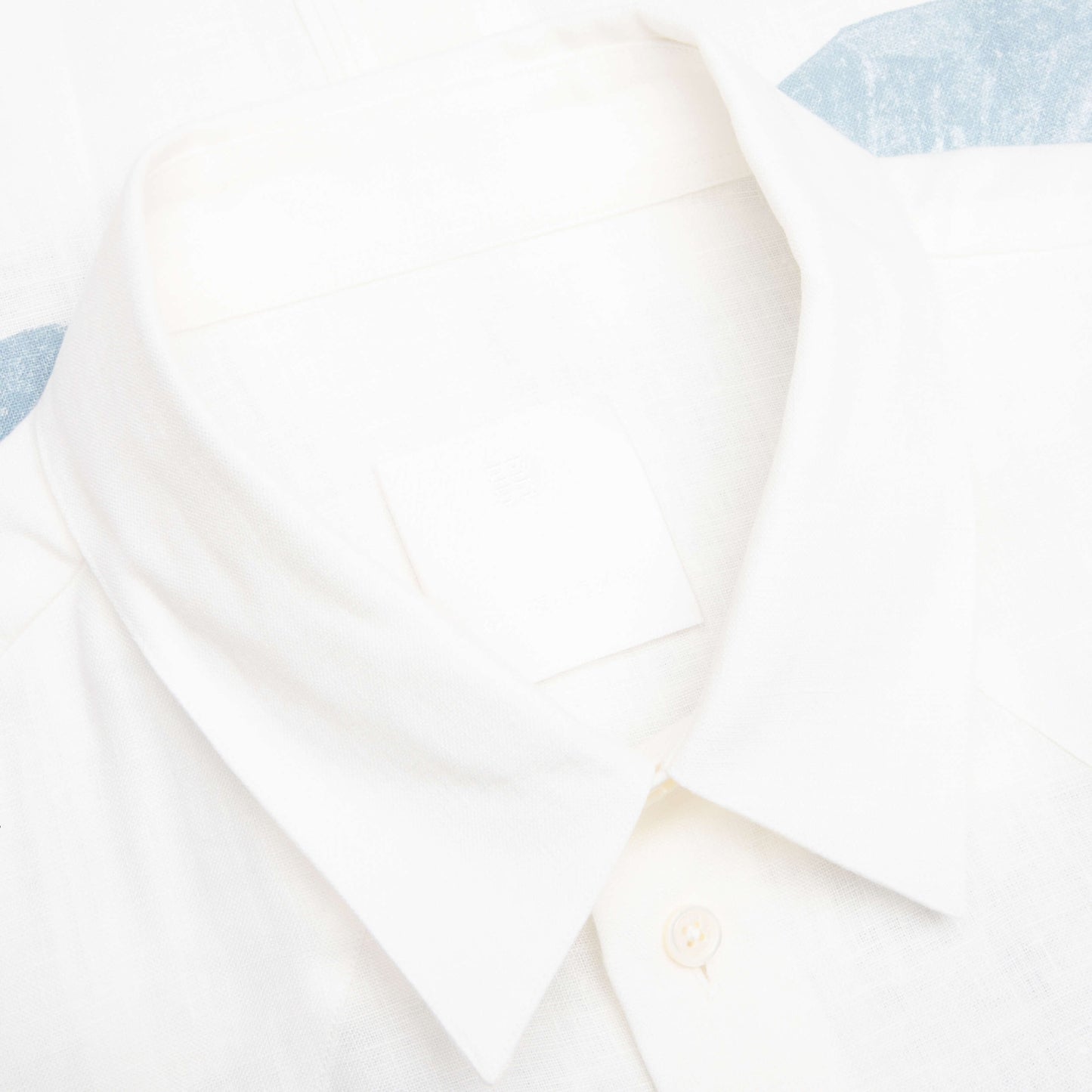 Linen Shirt with Hubert Objects Print- Blue/White
