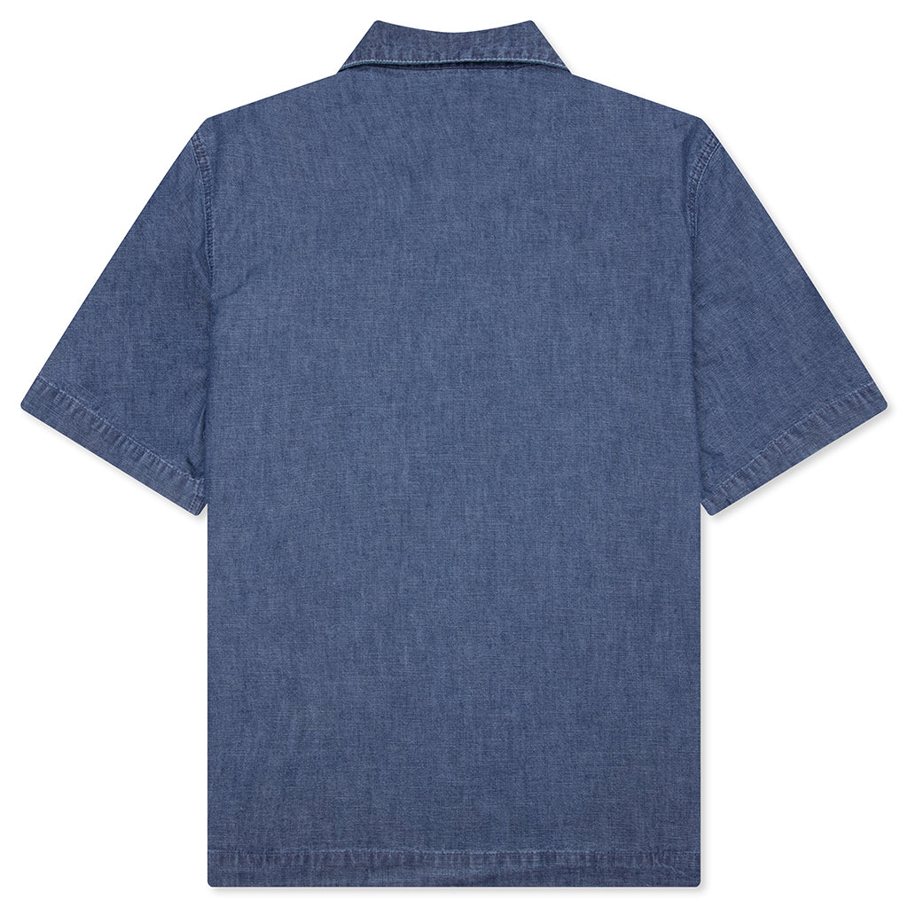 Logo Embroidered Short-Sleeve Shirt - Denim Blue