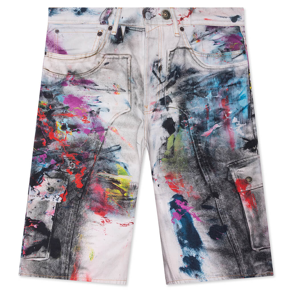 Denim Shorts - White/Multi