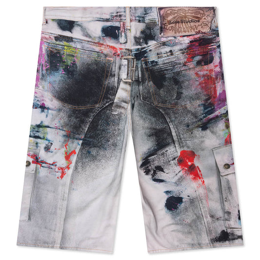 Denim Shorts - White/Multi