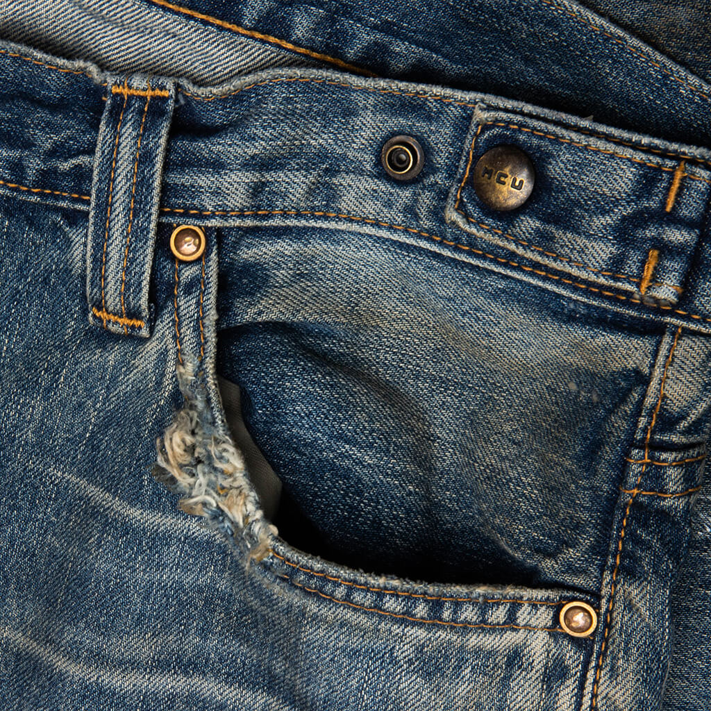 Showa Relaxed 'Gurisu' Dirty Vintage - Mid Blue