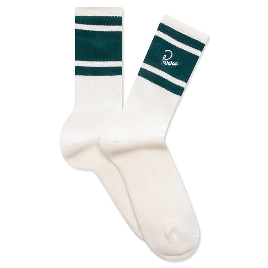 Signature Striped Crew Socks - Off White