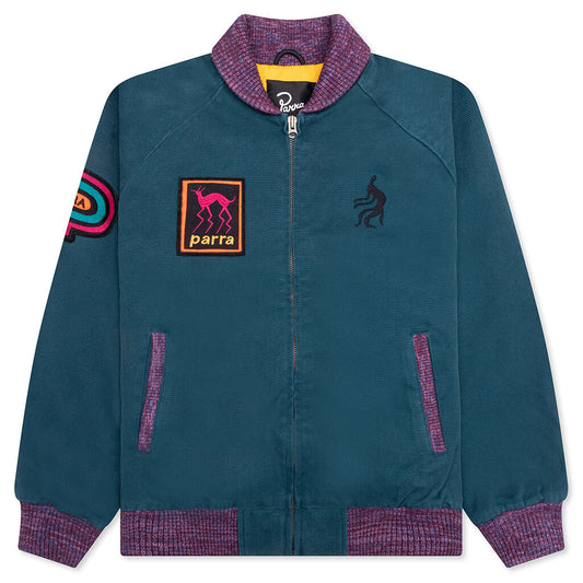 Skull Stalker Varsity Jacket - Washed Blue