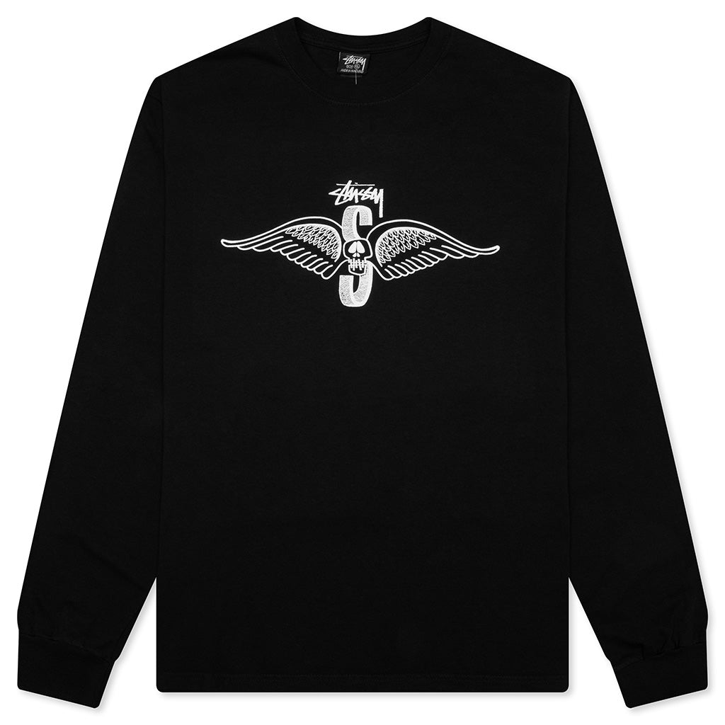 Skull Wings Pigment Dyed L/S Tee - Black