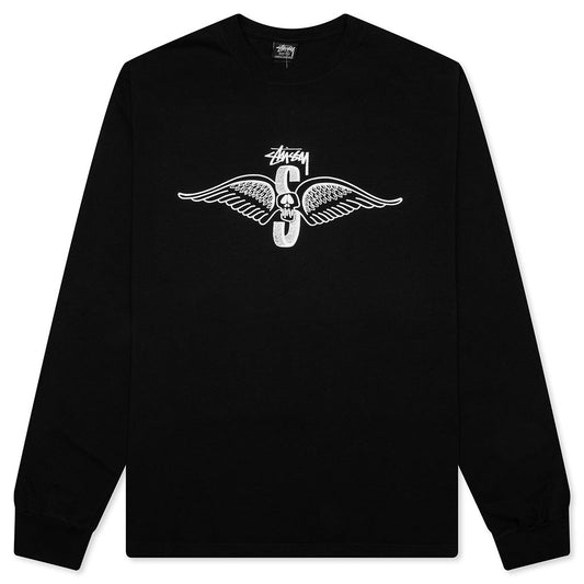 Skull Wings Pigment Dyed L/S Tee - Black