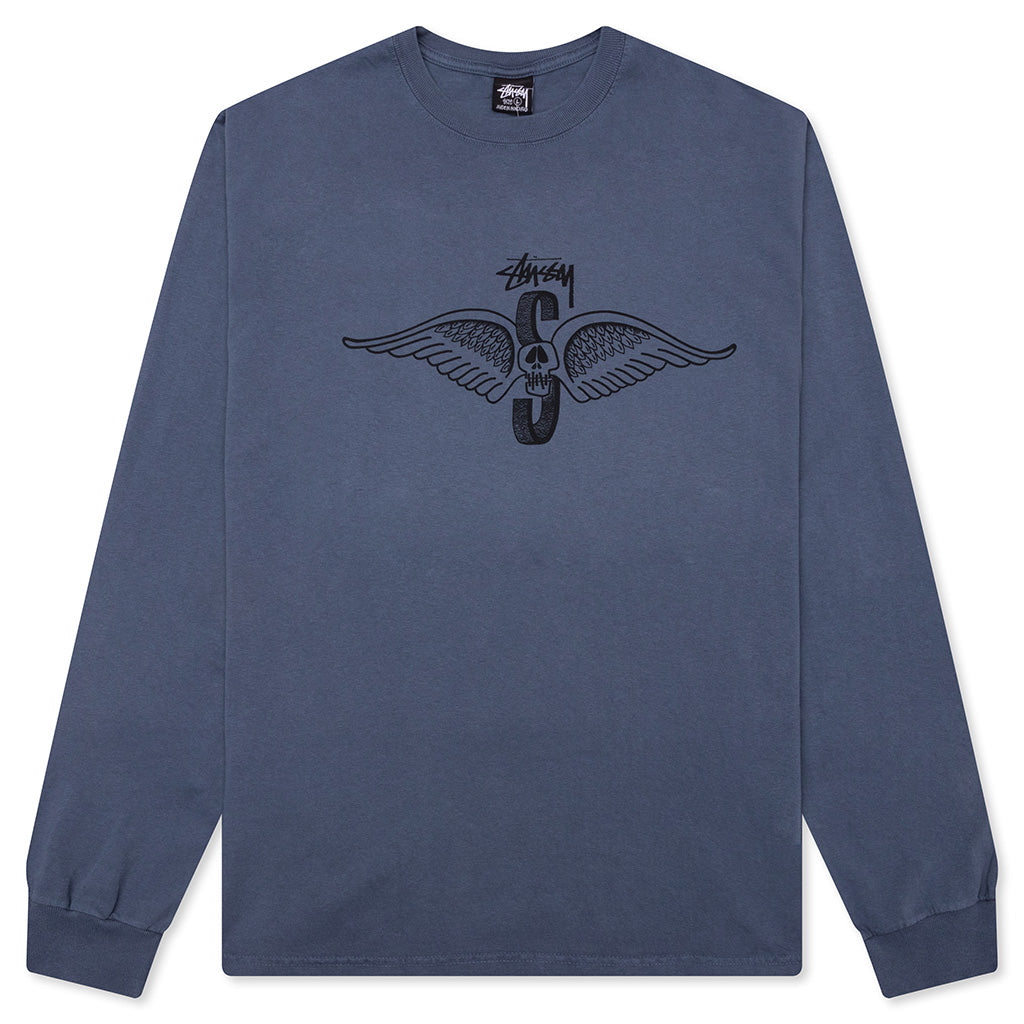 Skull Wings Pigment Dyed L/S Tee - Navy