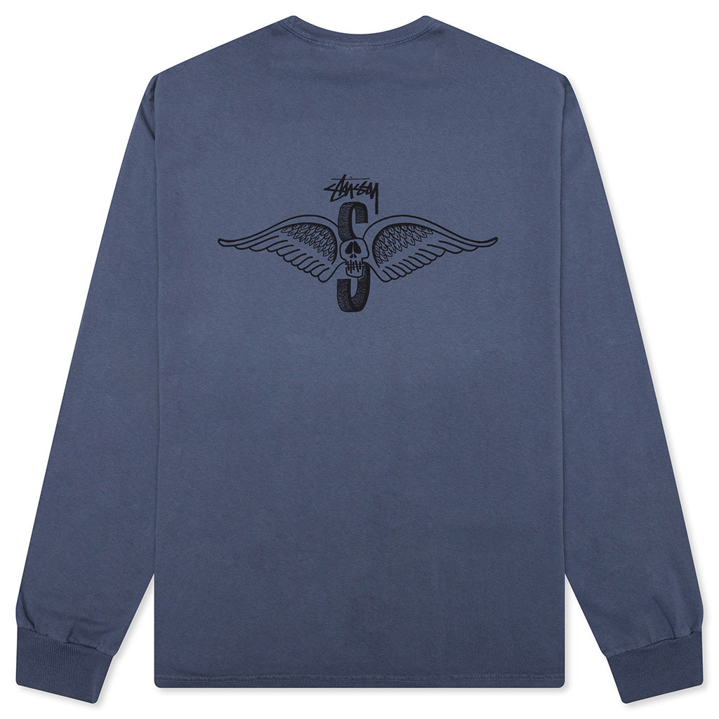 Skull Wings Pigment Dyed L/S Tee - Navy