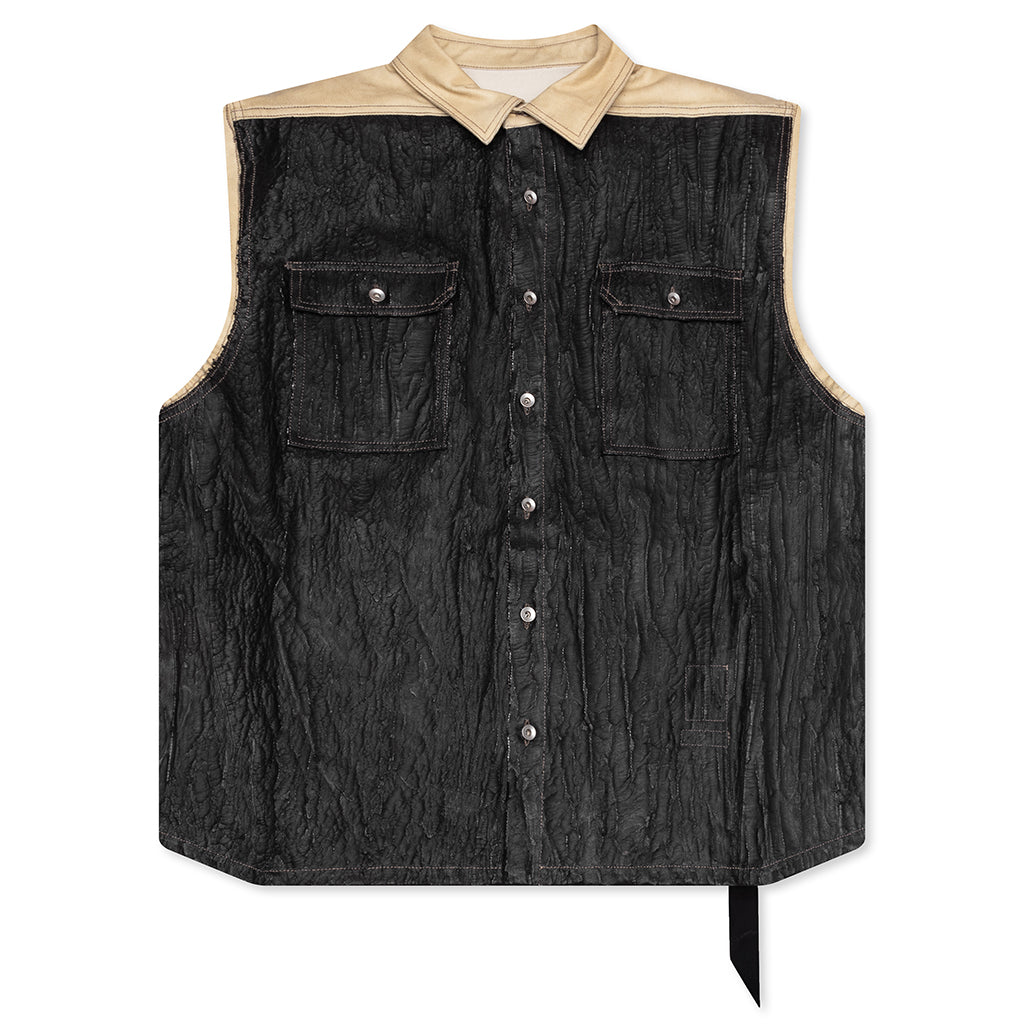 Sl Tommy Jumbo Sleeveless Denim Jacket - Parchment/Black