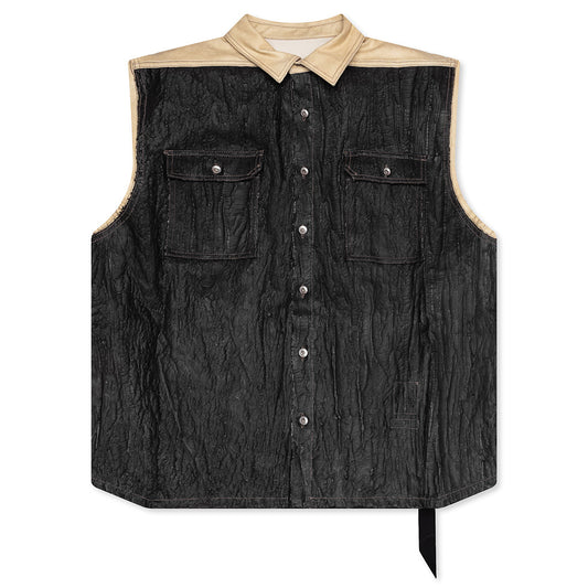 Sl Tommy Jumbo Sleeveless Denim Jacket - Parchment/Black