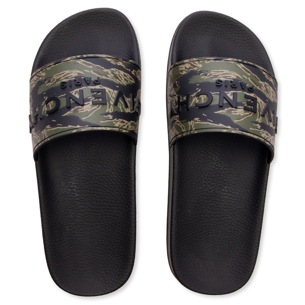 Slide Flat Sandals - Black/Khaki
