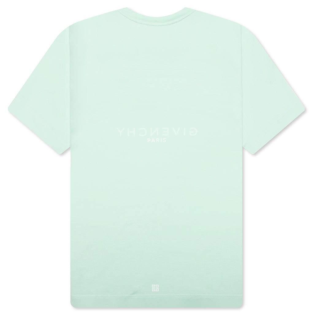 Slim Fit Reverse Print T-Shirt - Aqua Green